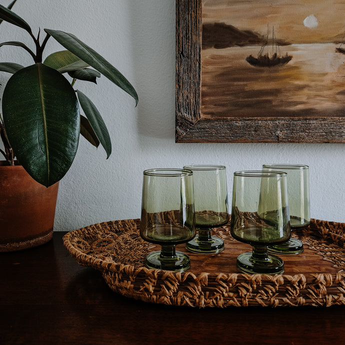 Olive Green Cordial Glasses