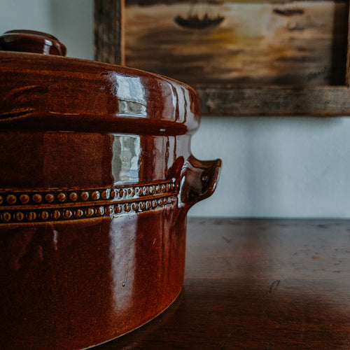 English Stoneware Lidded Crock