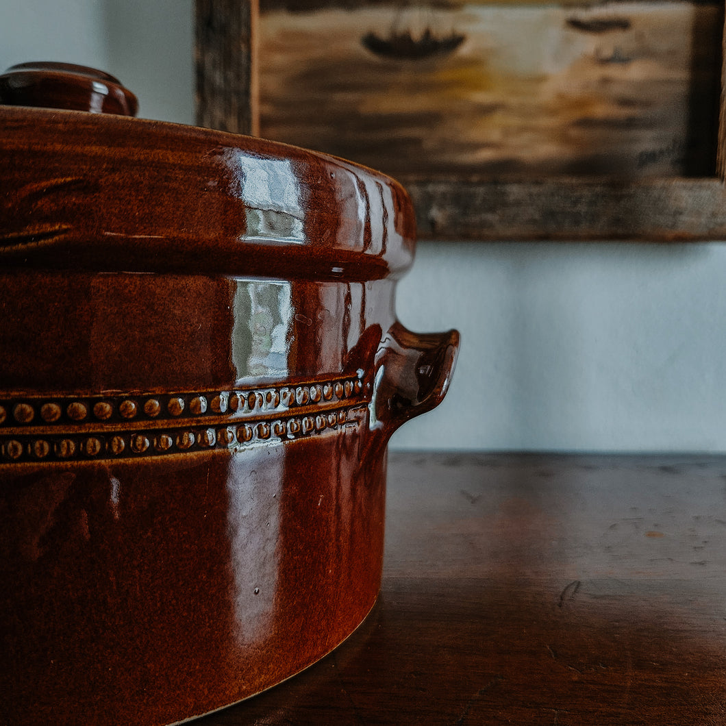 English Stoneware Lidded Crock